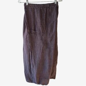 Vintage Flax by Jeanne Engelhart Wrap it Up Maxi Skirt S Faux Wrap Brown Linen